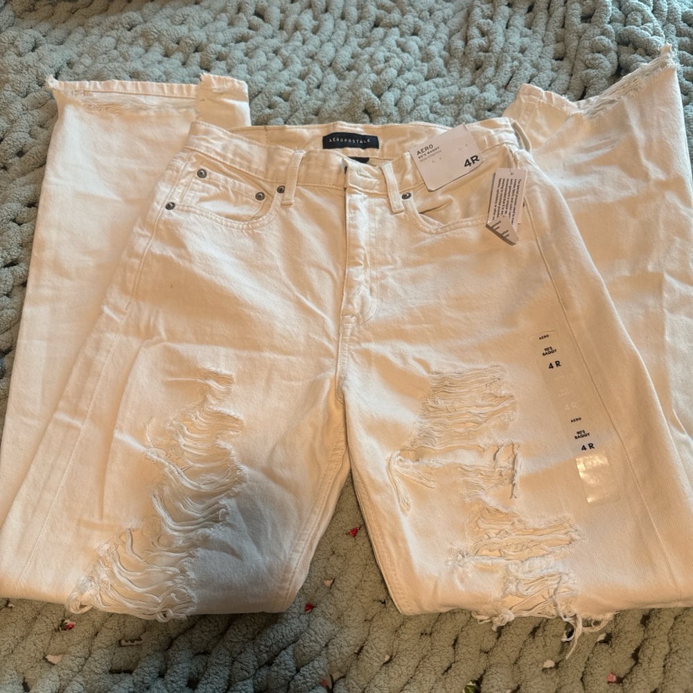 brand new aero off white jeans, ripped, high rise, regular